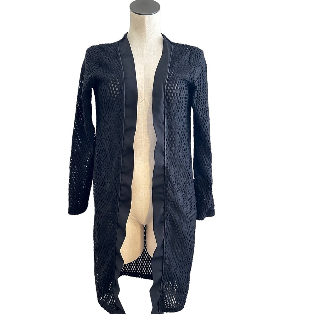 Revise Concept IT open front cardigan Lined Sheer Fishnet/open Waffle black